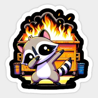 Dabbing Raccoon and Dumpster Fire Sticker